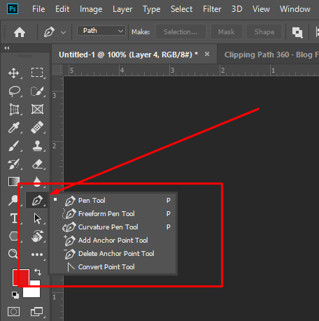 Find the Pen Tool in Photoshop