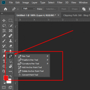 Use the pen tool to create a work path