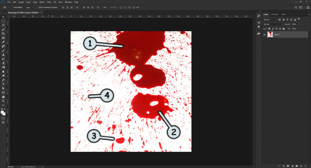 Blood splatter on a wall