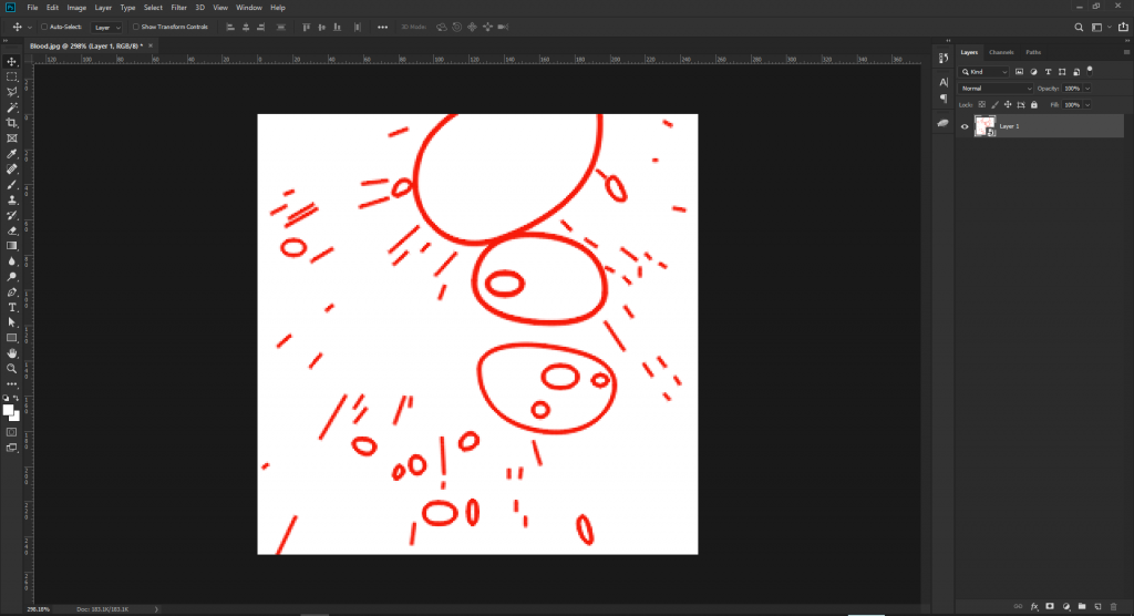 drops of blood and lines for the splash effect