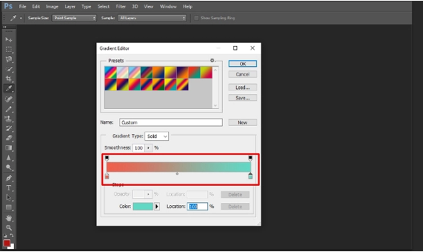 Choose and modify the gradient's colors